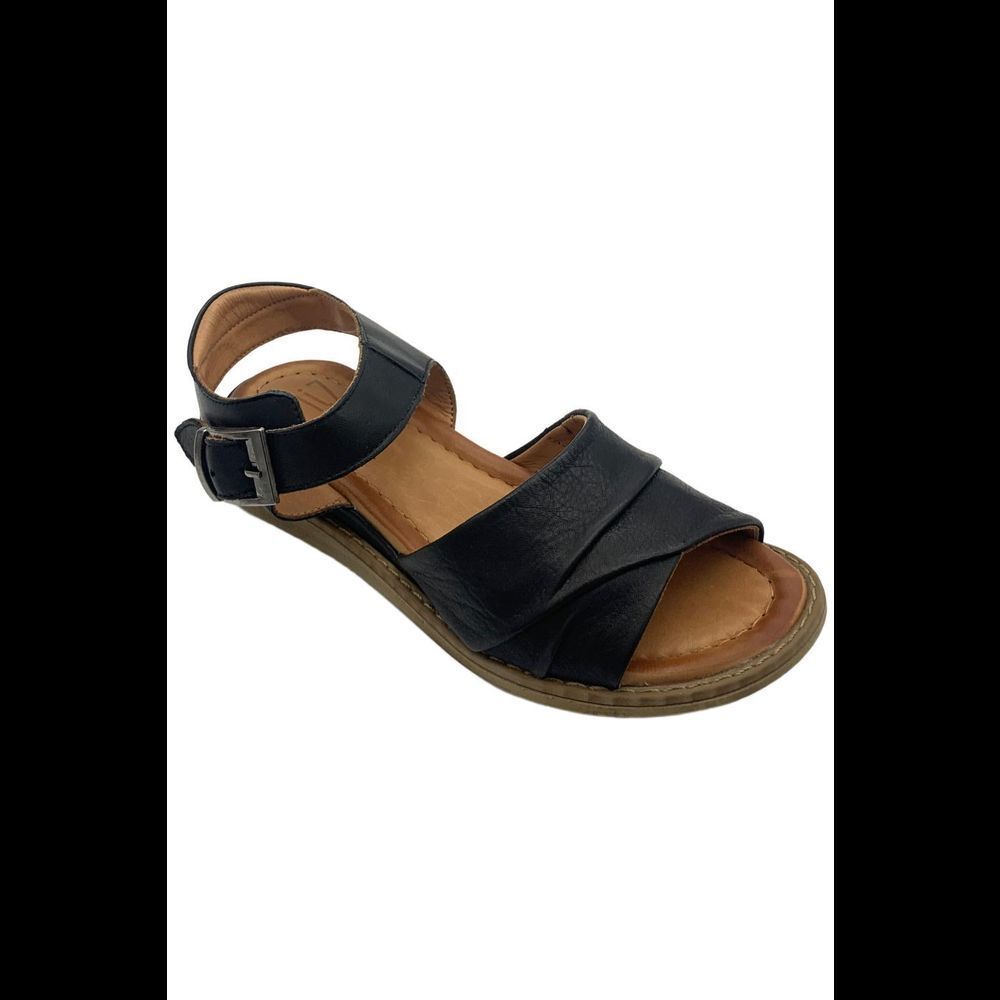 Miz Mooz Black Leather Ankle Strap Sandal